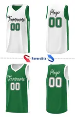 Green White-Black Double Side Men Basketball Jersey 3