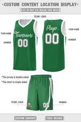 Green White-Black Double Side Men Basketball Jersey 4