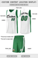 Green White-Black Double Side Men Basketball Jersey 2