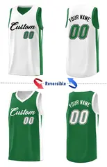 Green White-Black Double Side Men Basketball Jersey 3