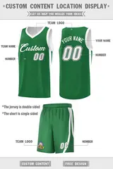 Green White-Black Double Side Men Basketball Jersey 4