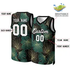 Green White-Black Graffiti Pattern Mesh Basketball Jersey 2