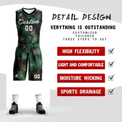 Green White-Black Graffiti Pattern Mesh Basketball Jersey 2