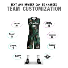 Green White-Black Graffiti Pattern Mesh Basketball Jersey 4