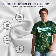 Green White Black & Shiny Gold Cracked Foil Mesh Baseball Jersey 3