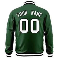 Green White-Black Varsity Full-Zip Letterman Bomber Jacket 4