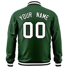 Green White-Black Varsity Full-Zip Letterman Bomber Jacket 4