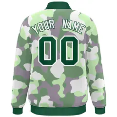 Green White Camo Varsity Letterman Bomber Jacket 4