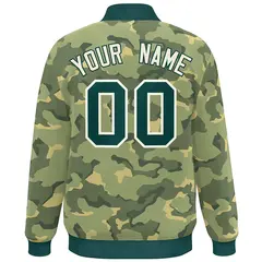 Green White Camo Varsity Letterman Bomber Jacket 4