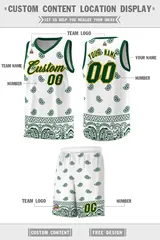 Green White Cashew Pattern Basketball Jersey Sports Uniform 5