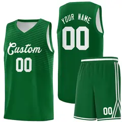 Green White Chest Slash Pattern Basketball Jersey