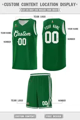 Green White Chest Slash Pattern Basketball Jersey 2