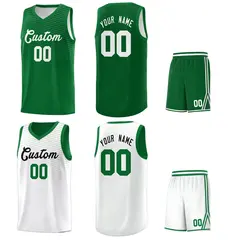 Green White Chest Slash Pattern Basketball Jersey 4