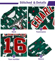Green White Christmas Graffiti Striped Baseball Jersey 2