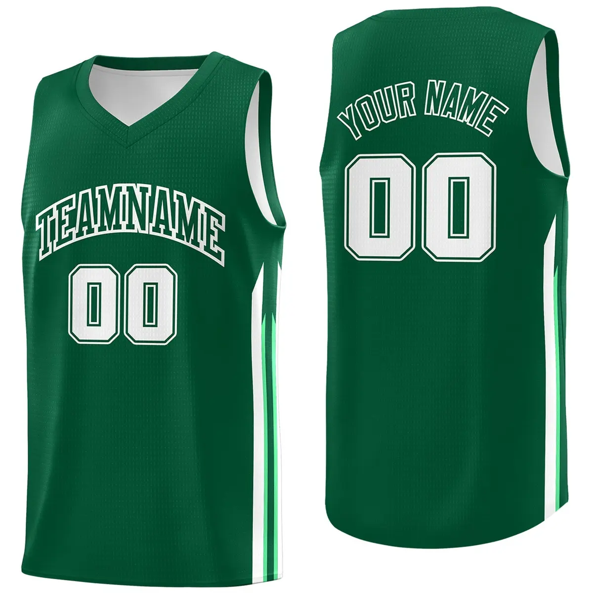 Green White Classic Athletic Casual Basketball Jersey