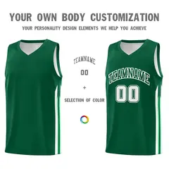 Green White Classic Athletic Casual Basketball Jersey 3