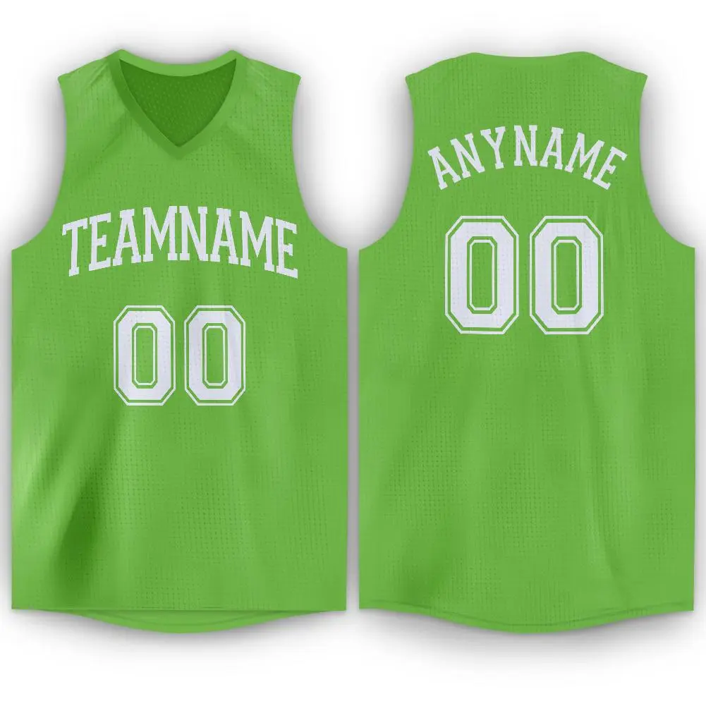Green White Classic Athletic Men Boy Basketball Jersey