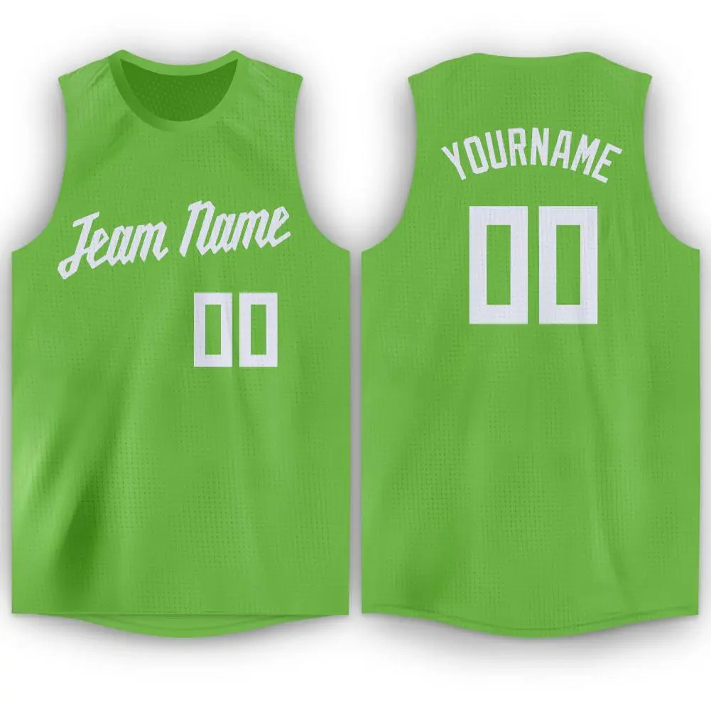 Green White Classic Athletic Men Boy Basketball Jersey