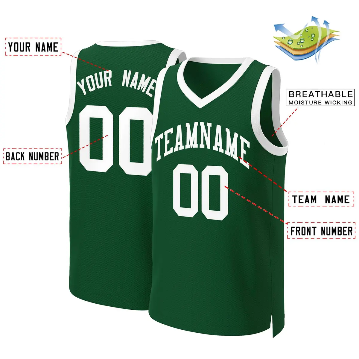 Green White Classic Basketball Jersey