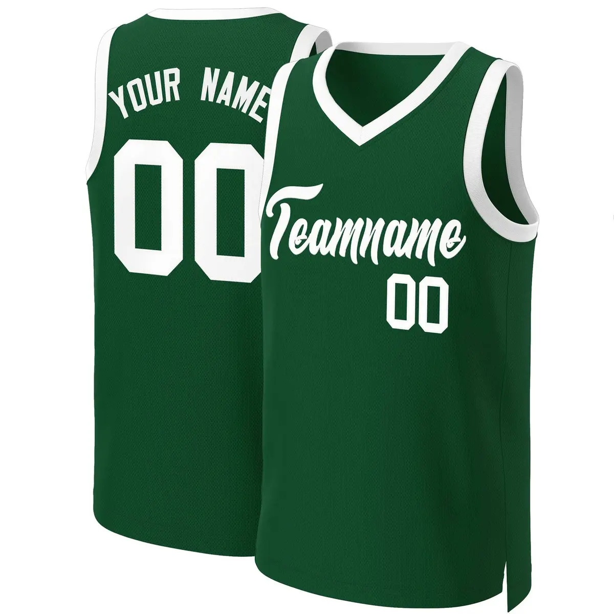 Green White Classic Basketball Jersey