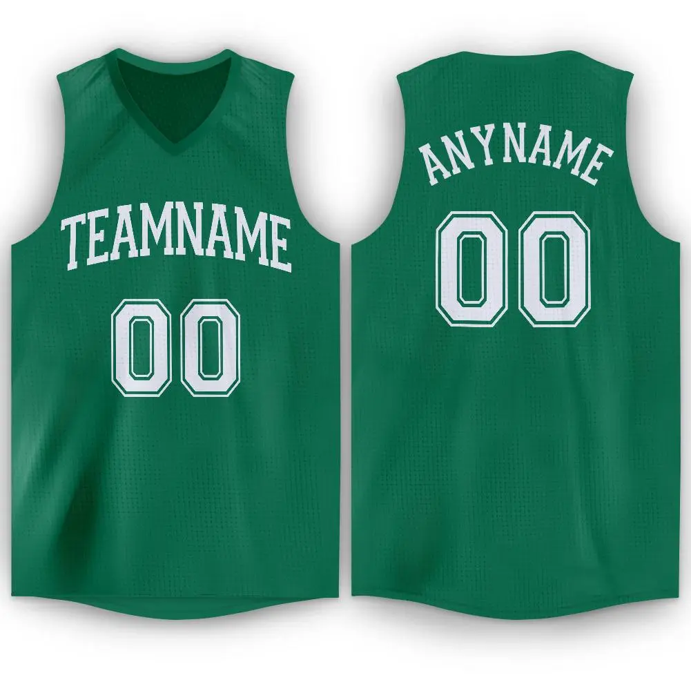 Green White Classic Breathable Basketball Jersey