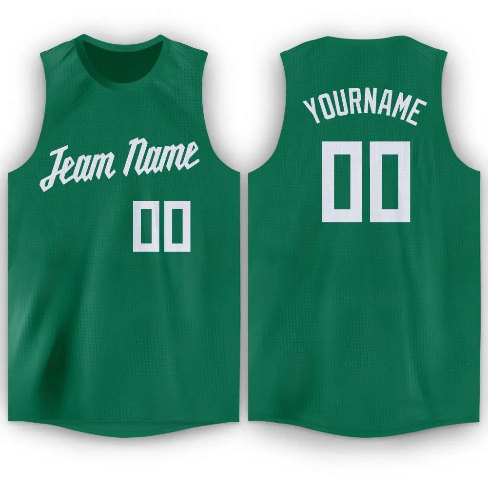 Green White Classic Breathable Basketball Jersey