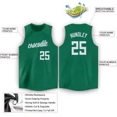 Green White Classic Breathable Basketball Jersey 2