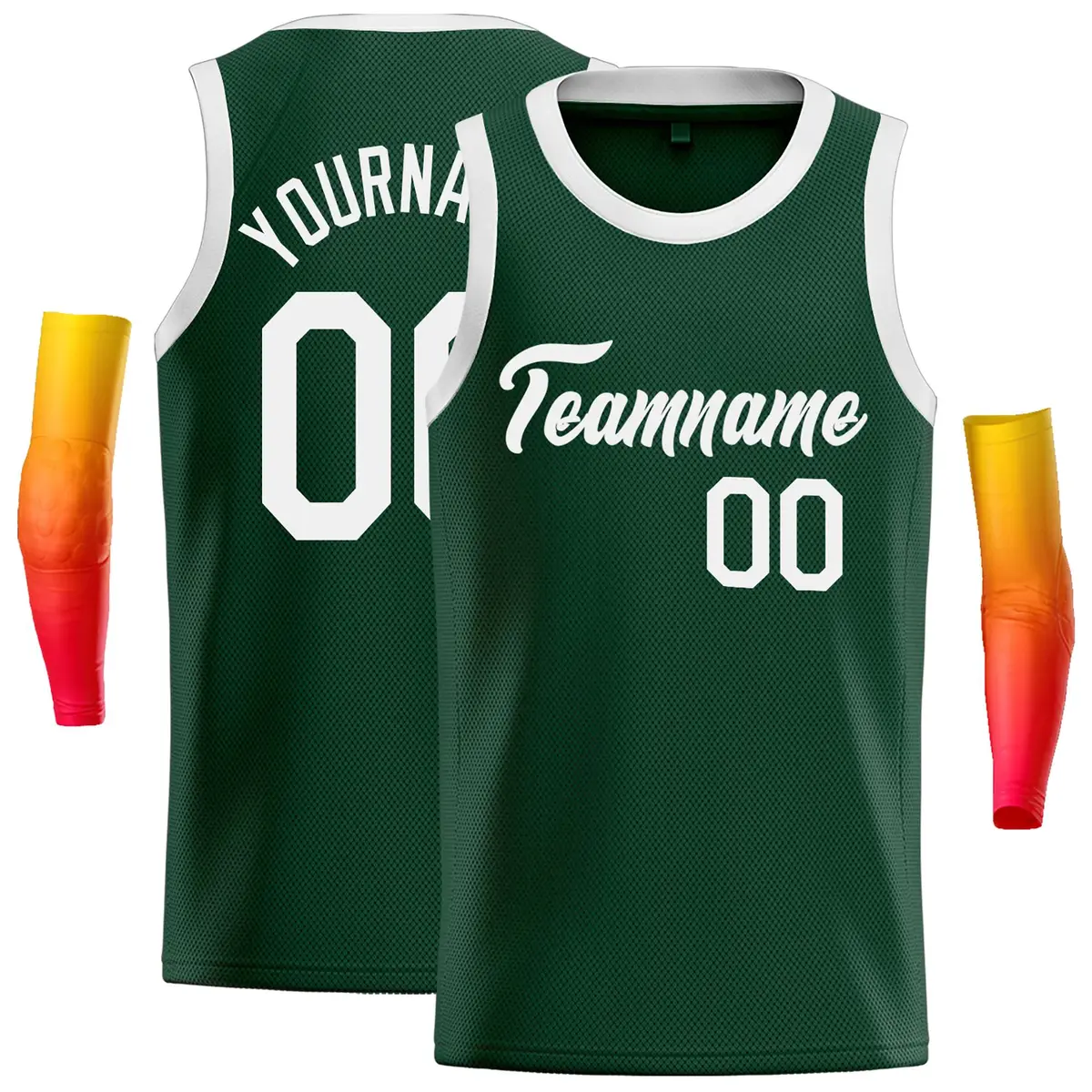 Green White Classic Casual Basketball Jersey