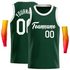 Green White Classic Casual Basketball Jersey