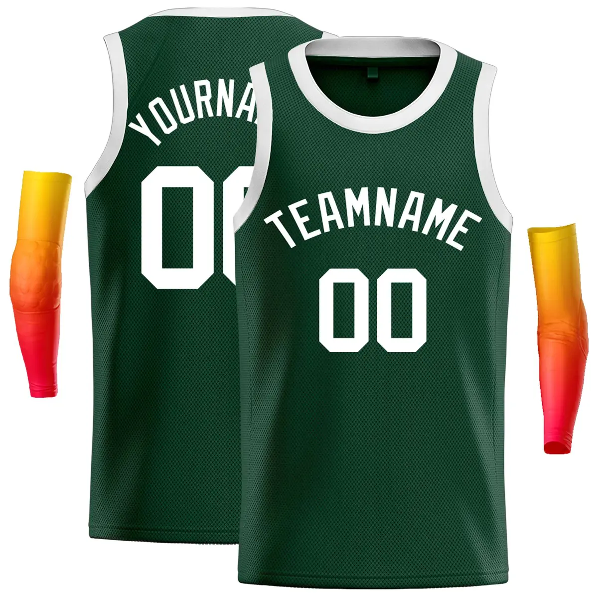 Green White Classic Casual Basketball Jersey