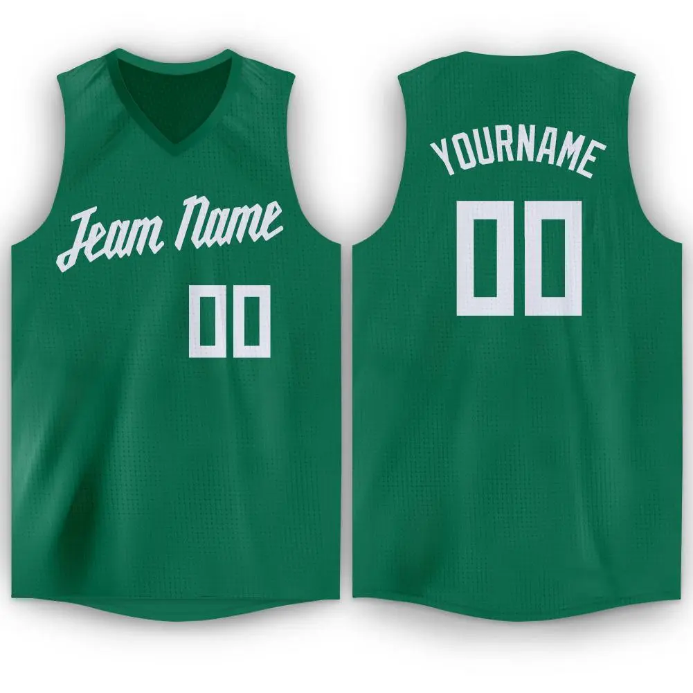 Green White Classic Men Casual Basketball Jersey