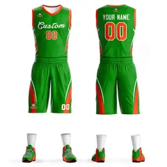 Green White Classic Mesh Basketball Jersey Sets 1