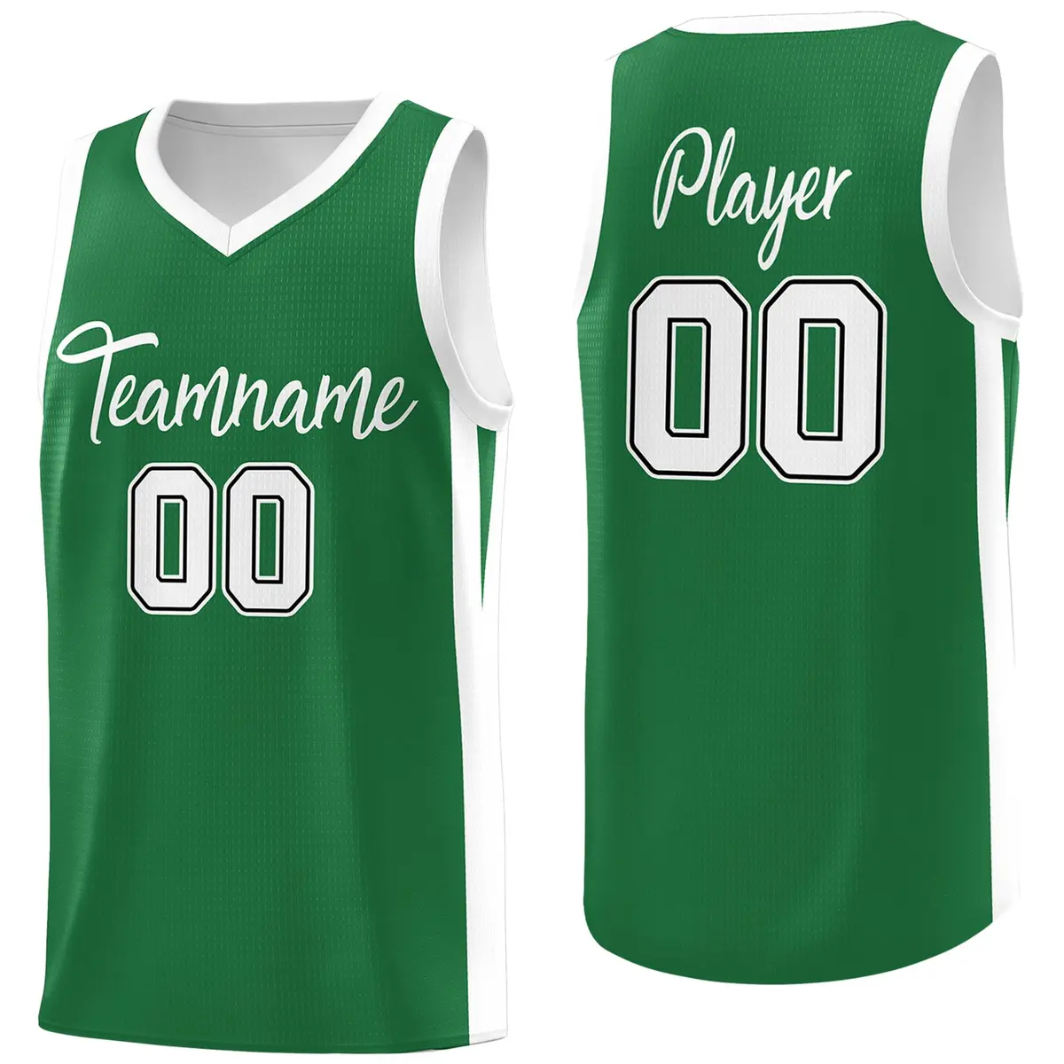 Green White Classic Mesh Sport Basketball Jersey