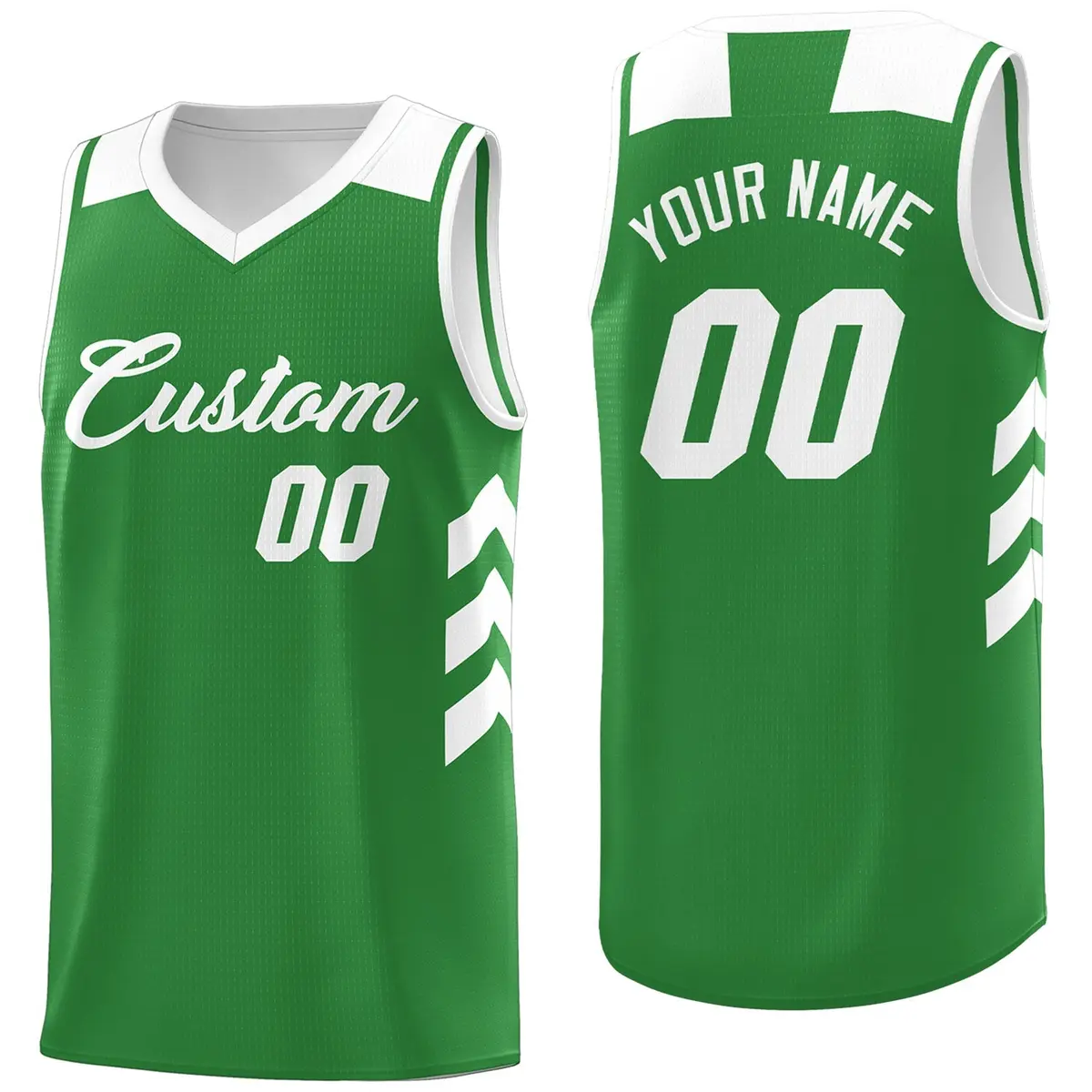 Green White Classic Mesh Sport Basketball Jersey