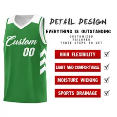 Green White Classic Mesh Sport Basketball Jersey 4
