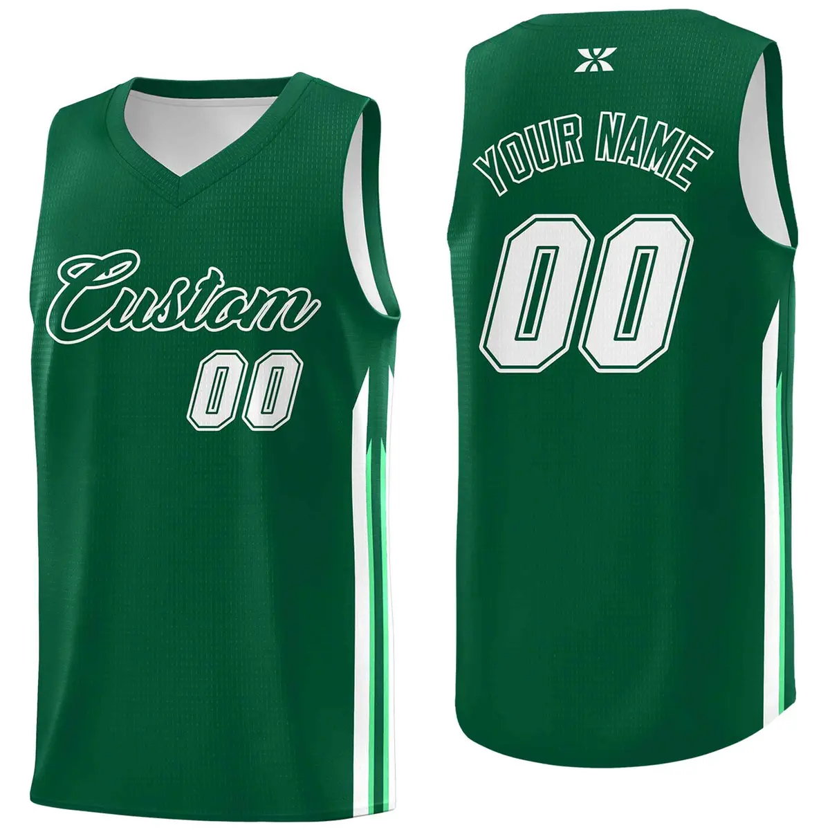 Green White Classic Mesh Sport Basketball Jersey