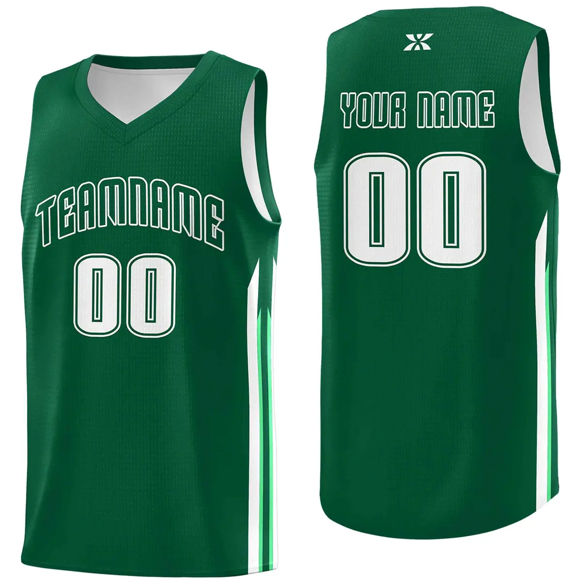 Green White Classic Mesh Sport Basketball Jersey