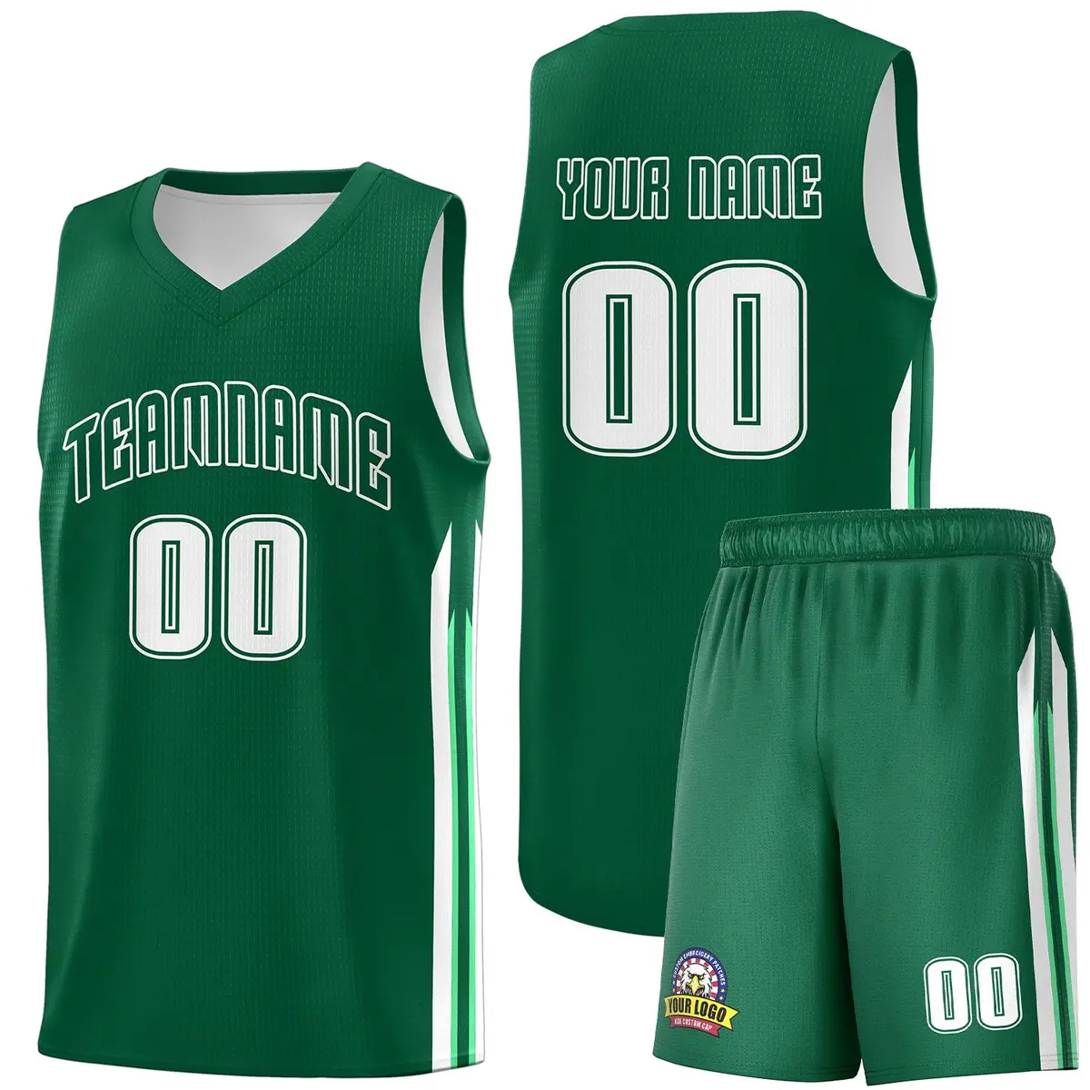 Green White Classic Sets Basketball Uniform Jersey