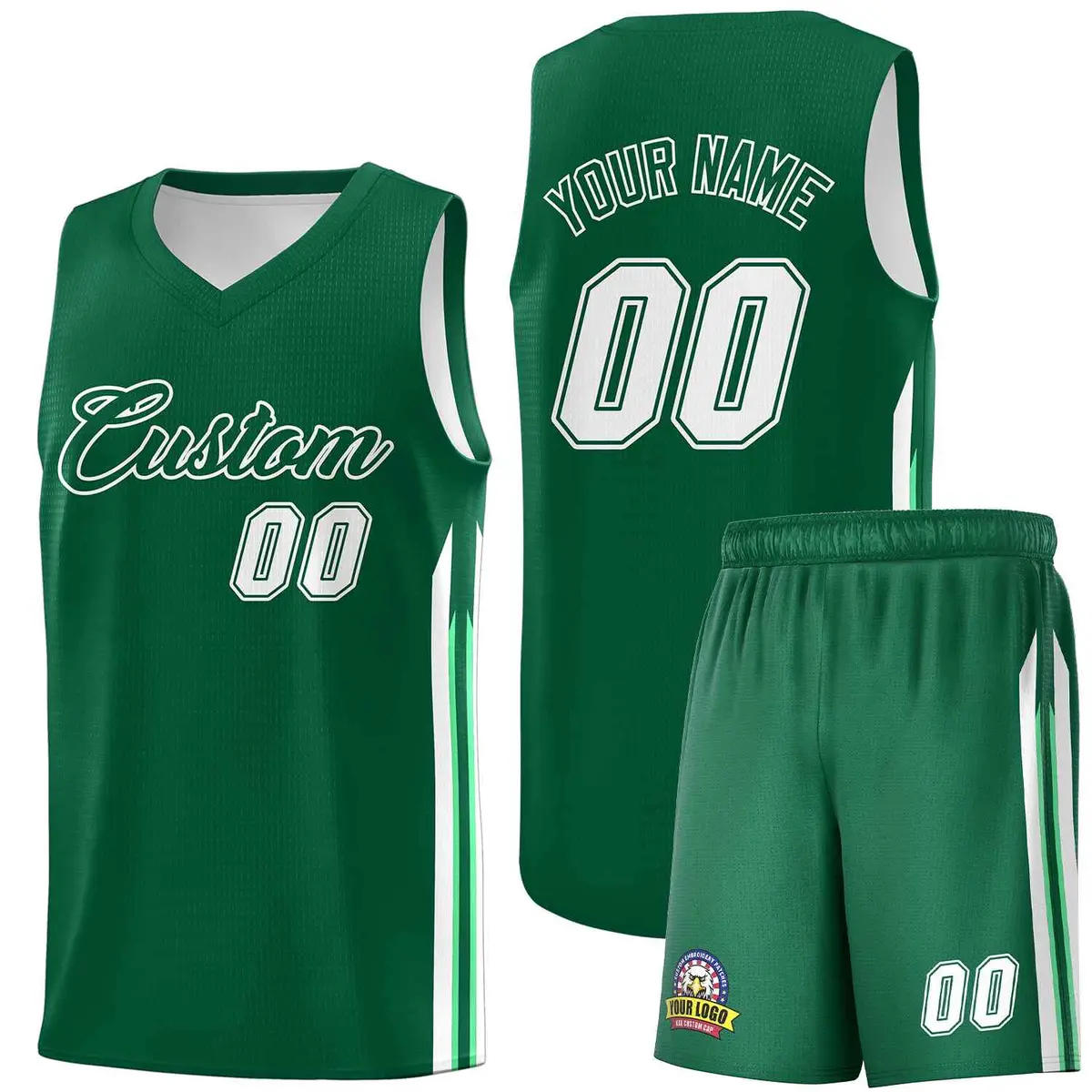 Green White Classic Sets Basketball Uniform Jersey