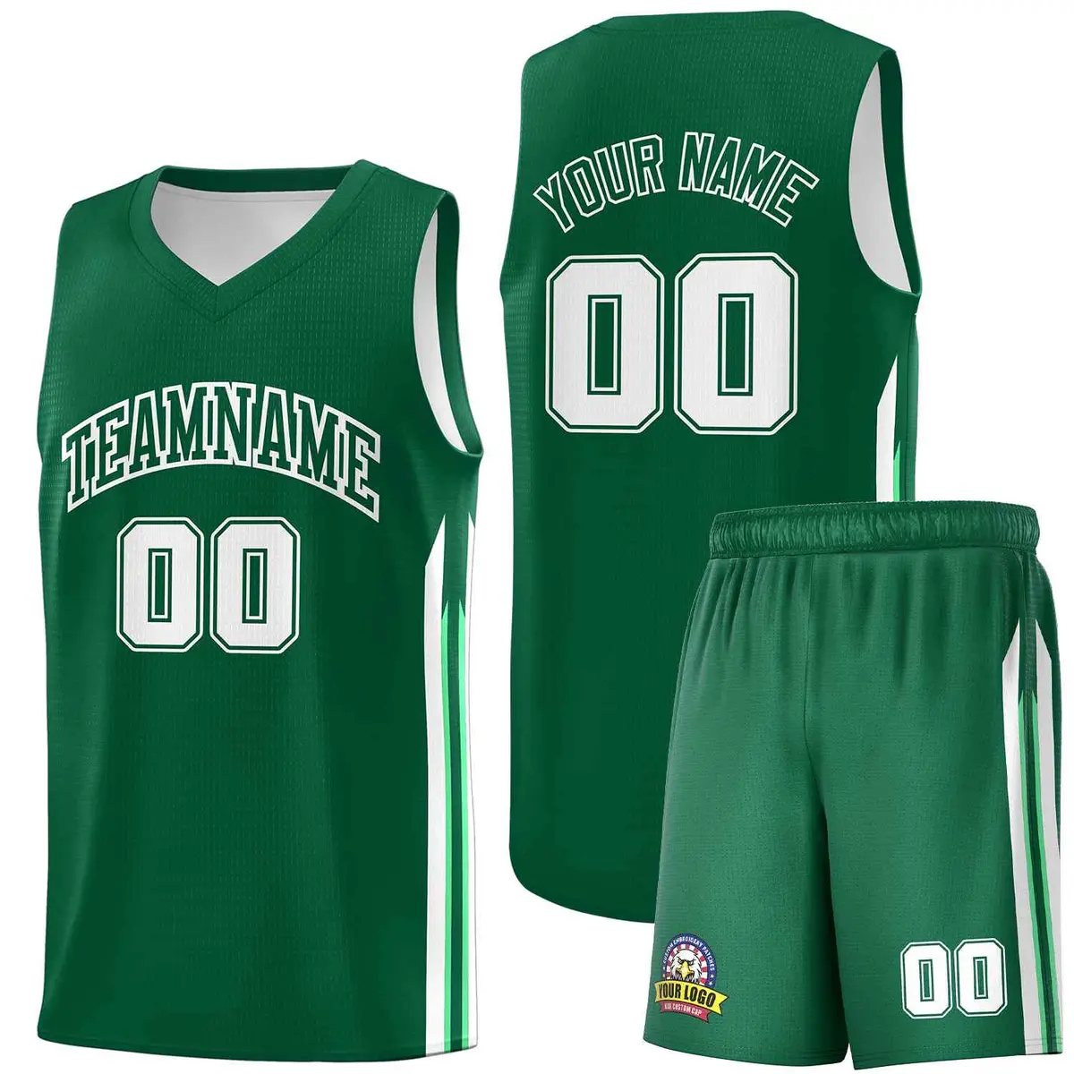 Green White Classic Sets Basketball Uniform Jersey