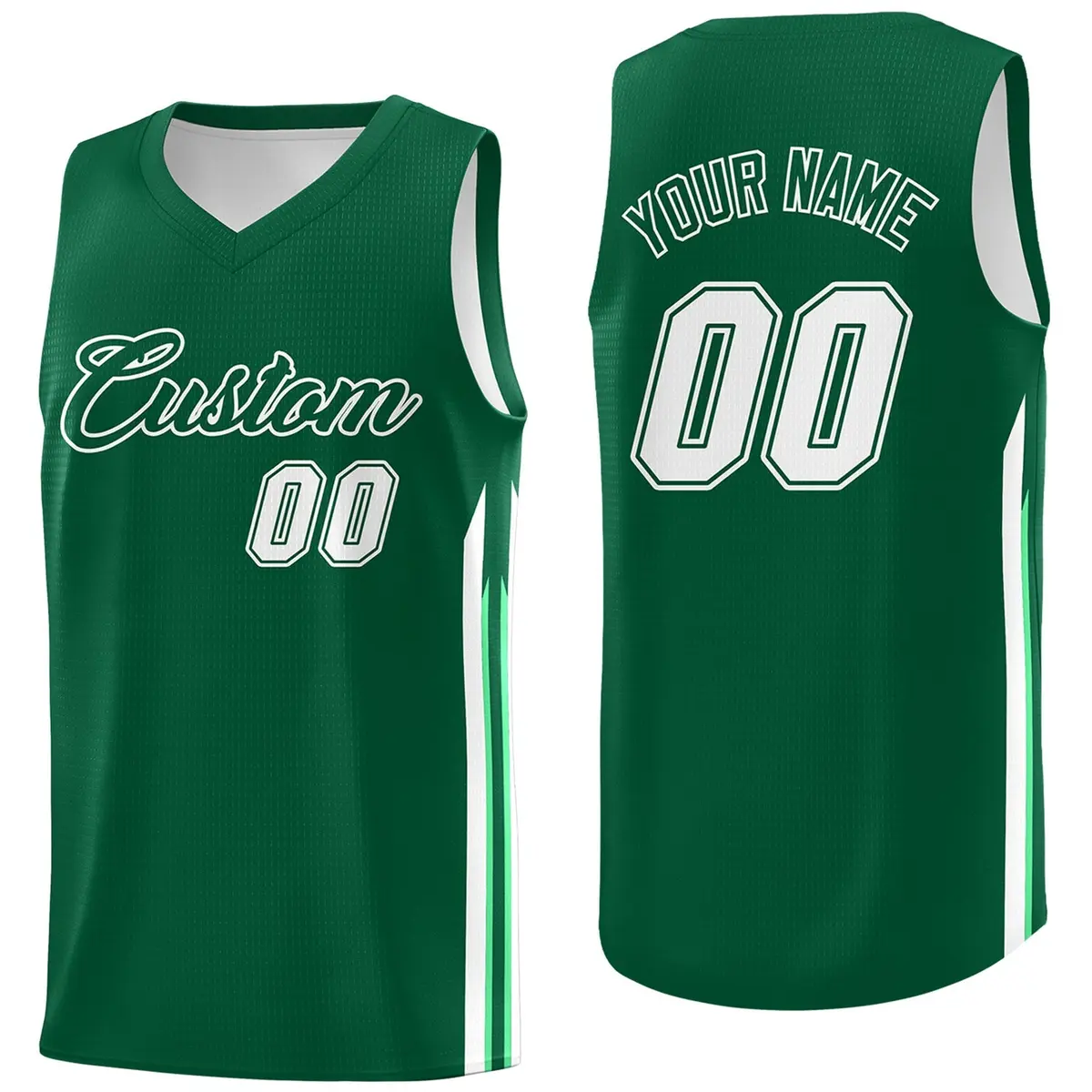 Green White Classic Sport Game Basketball Jersey