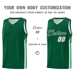 Green White Classic Sport Game Basketball Jersey 3