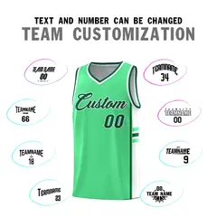 Green White Color Block Varsity Basketball Jersey 4
