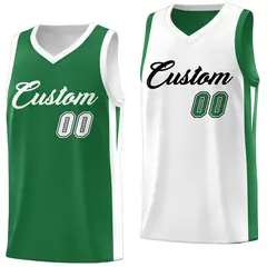 Green White Double Side Athletic Basketball Jersey
