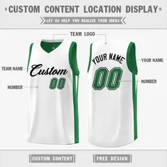 Green White Double Side Athletic Basketball Jersey 3