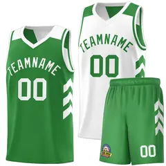Green White Double Side Basketball Jersey 1