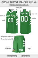 Green White Double Side Basketball Jersey 4