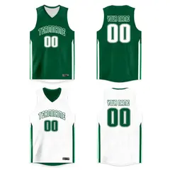 Green White Double Side Basketball Jersey