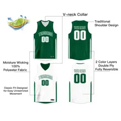 Green White Double Side Basketball Jersey 2