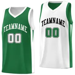 Green White Double Side Basketball Jersey 1